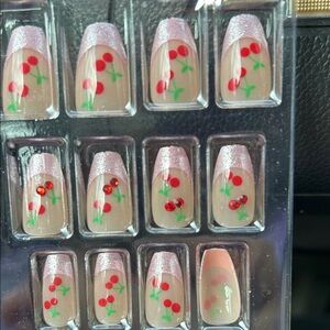 Cherry Glitter Press-On Nails